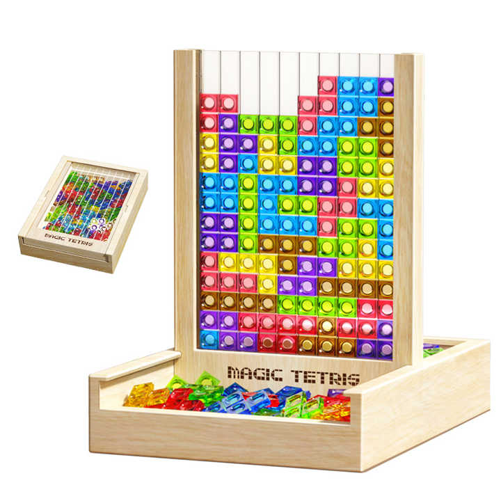 Timeless Collection | Wooden Tetris Game with Colorful Tiles | Eco-Friendly Family Fun for All Ages 4
