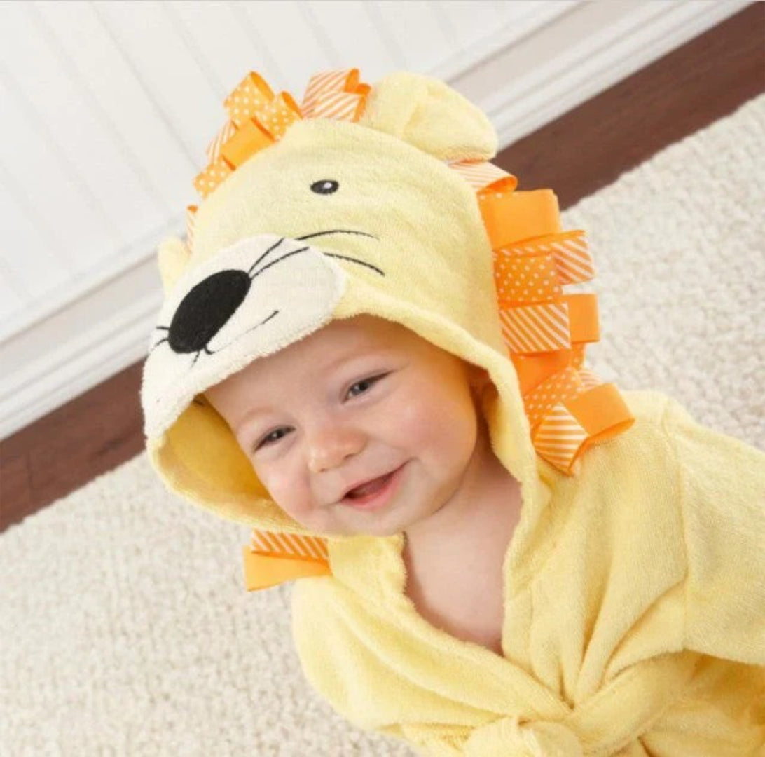 Weicher und saugfähiger Baby-Bademantel mit Tiermotiv