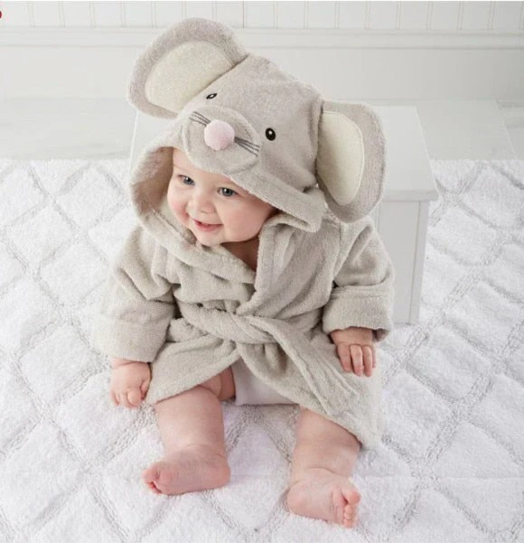 Weicher und saugfähiger Baby-Bademantel mit Tiermotiv