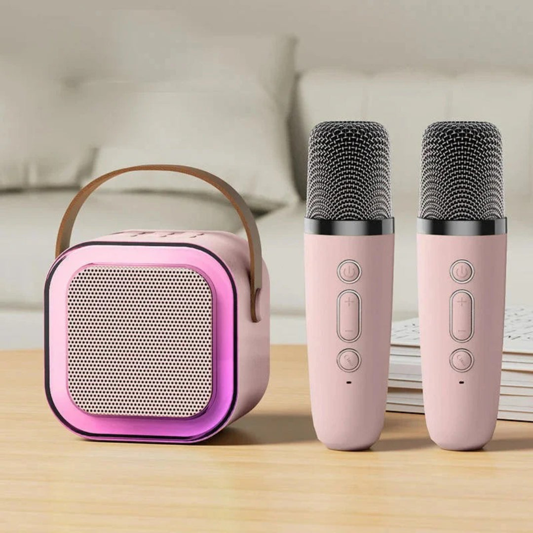 Kompaktes kabelloses Karaoke-System mit Mikrofon und Lautsprecher