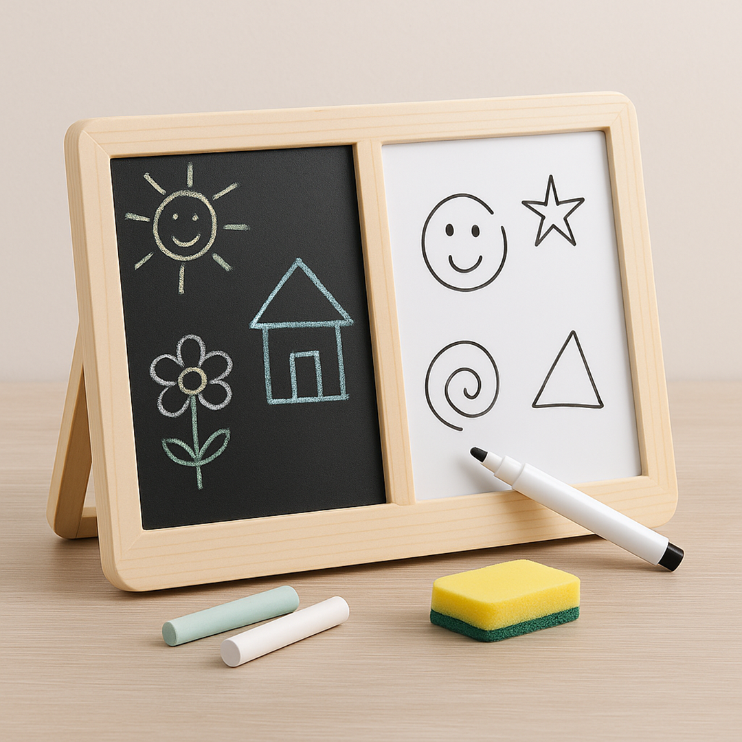 Doppelseitiges Zeichenbrett für Kleinkinder – Kreidetafel- und Whiteboard-Kombination