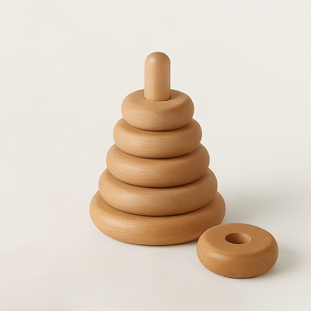 Set mit 6 Stapelscheiben aus Holz für Kinder