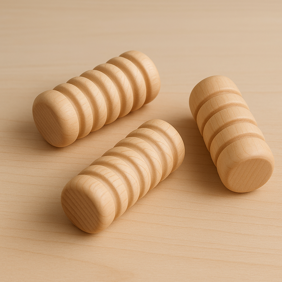 Set mit 3 sensorischen Holzrollen für Kinder