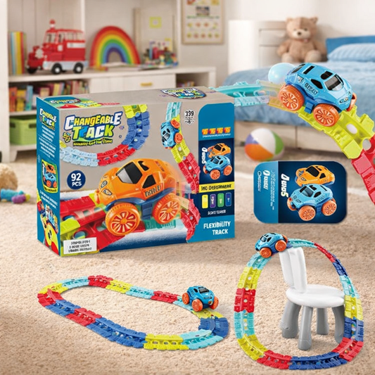 Vielseitiges Rennbahn-Set mit Auto – Kreativität und Konstruktionsfähigkeiten anregen