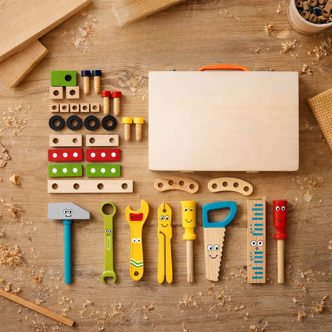 Kinder-Werkzeugset aus Holz – Kreatives Spielen und essentielle Lernmittel