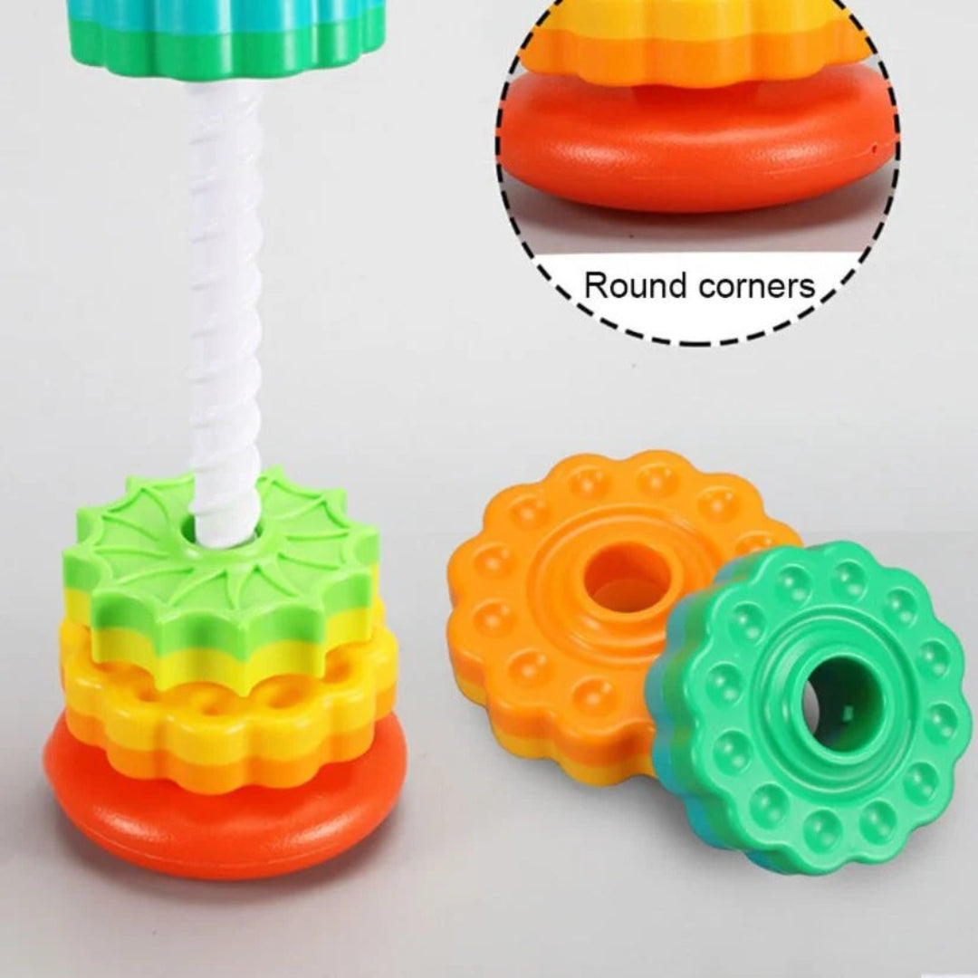 Bunte Bausteine Stapelturm mit drehbarem Design
