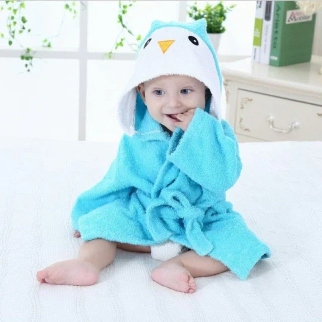 Weicher und saugfähiger Baby-Bademantel mit Tiermotiv
