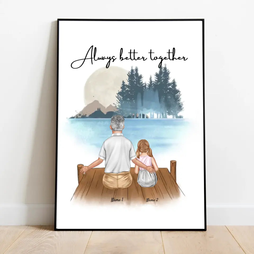 Grandpa with grandchildren - personalized poster