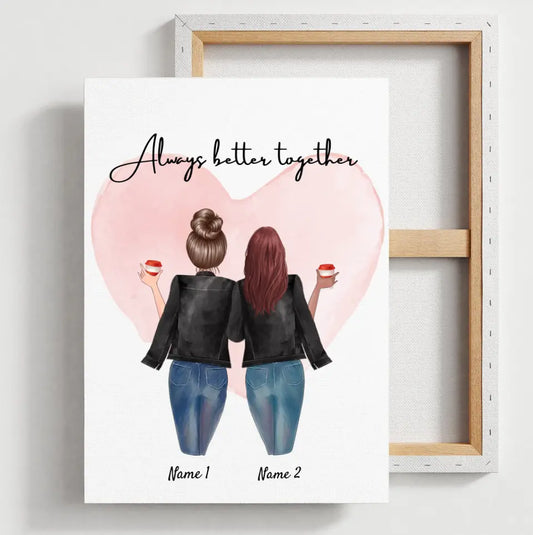 Besties in leatherjackets - Personalized canvas (2-3 friends)