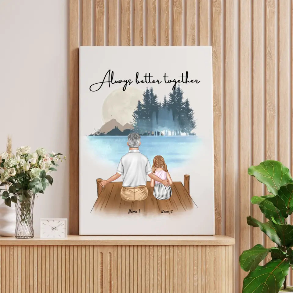 Grandpa with grandchildren - personalized poster