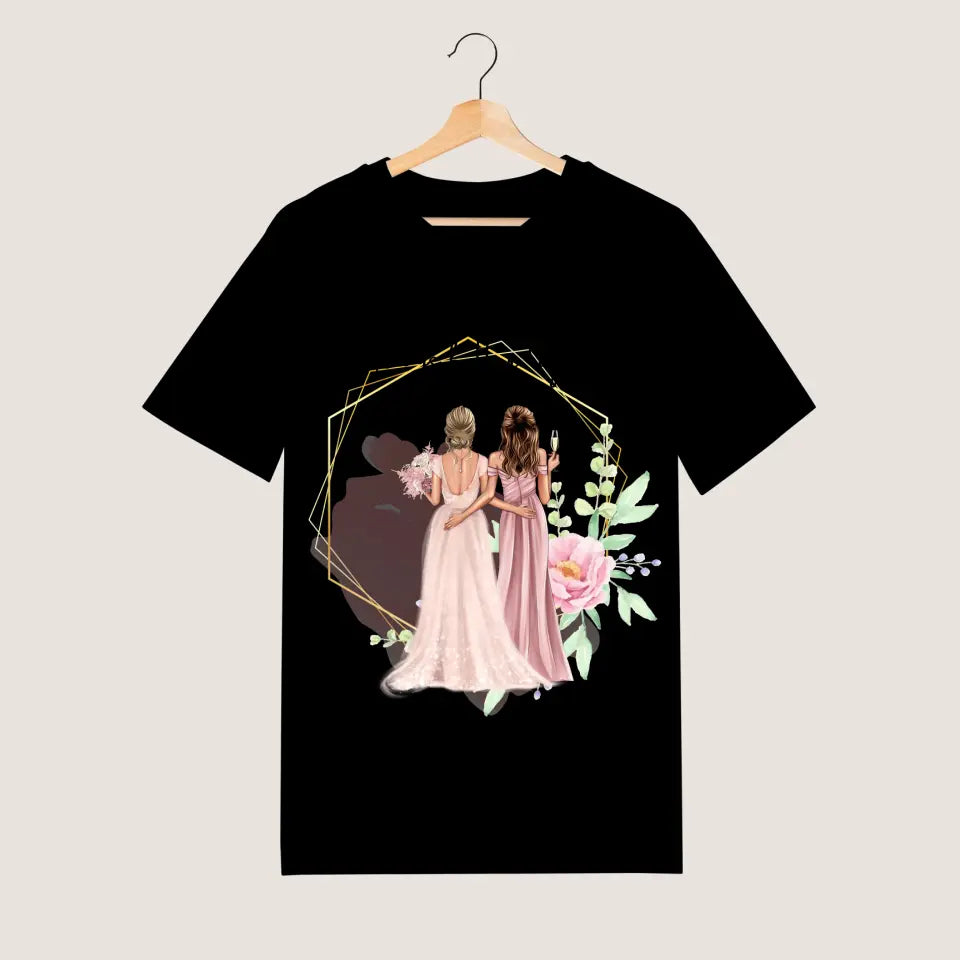 Mariée avec demoiselle d'honneur / demoiselle d'honneur - T-shirt personnalisé