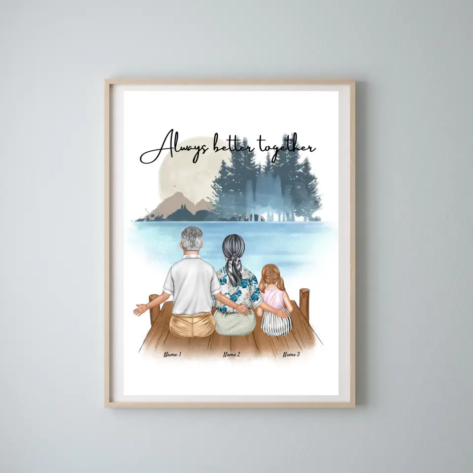 Grandparents with Grandchildren - Personalized canvas