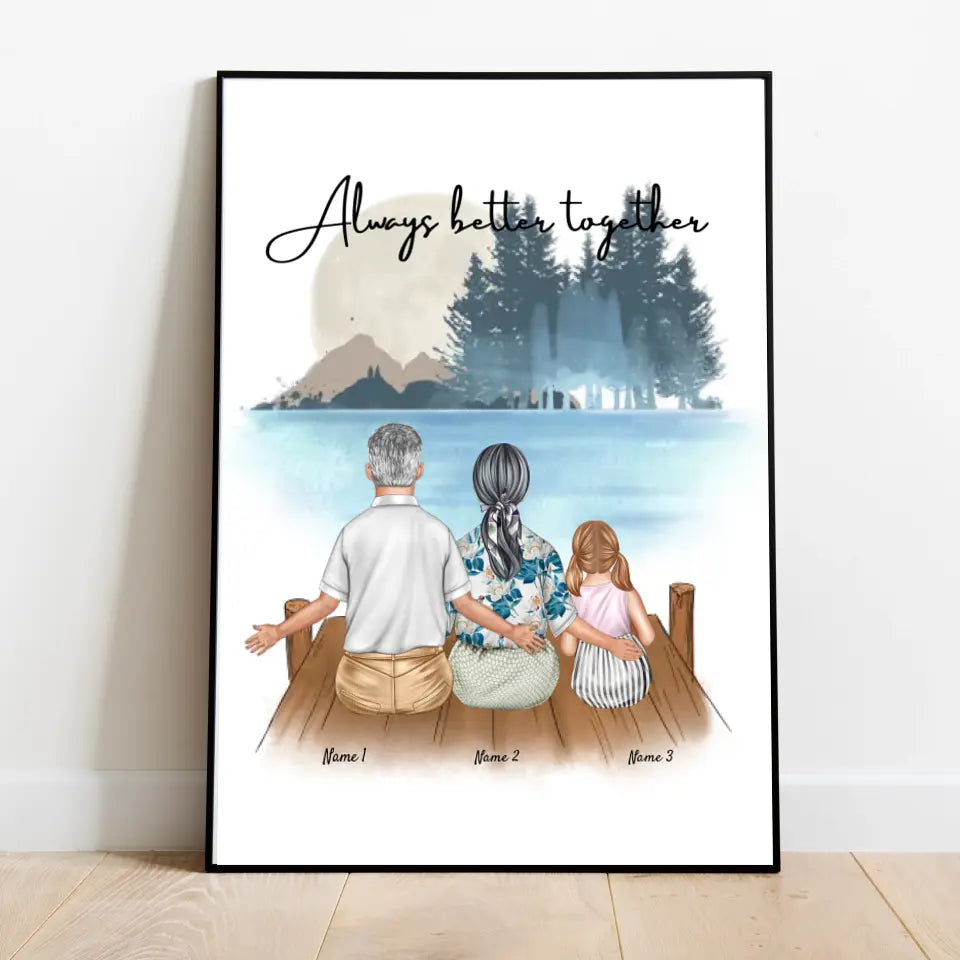 Grandparents with Grandchildren - Personalized canvas