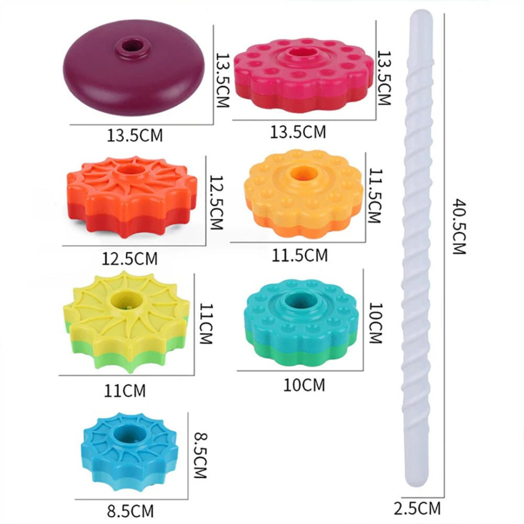 Bunte Bausteine Stapelturm mit drehbarem Design