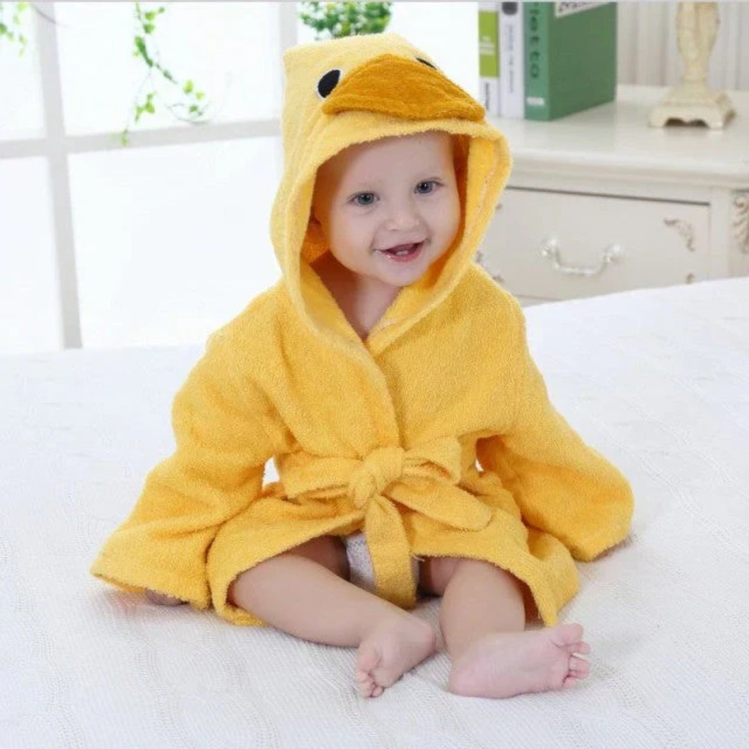 Weicher und saugfähiger Baby-Bademantel mit Tiermotiv