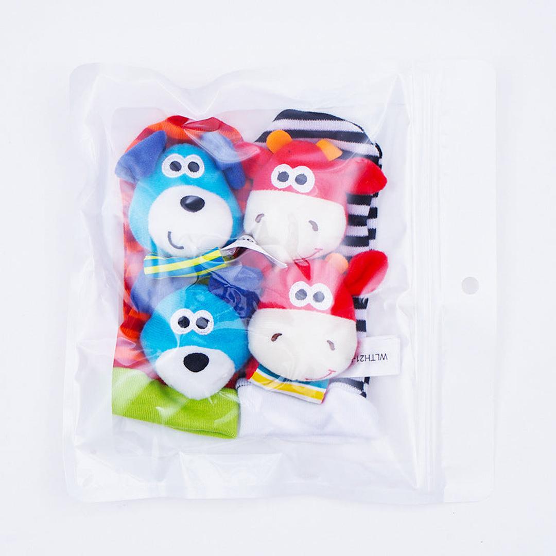 Baby-Sensorik-Plüschsocken- und Armband-Set
