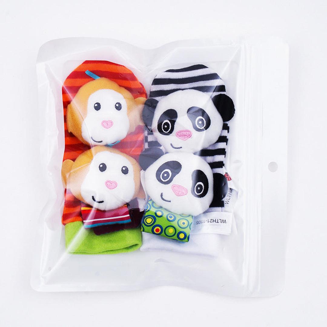 Baby-Sensorik-Plüschsocken- und Armband-Set