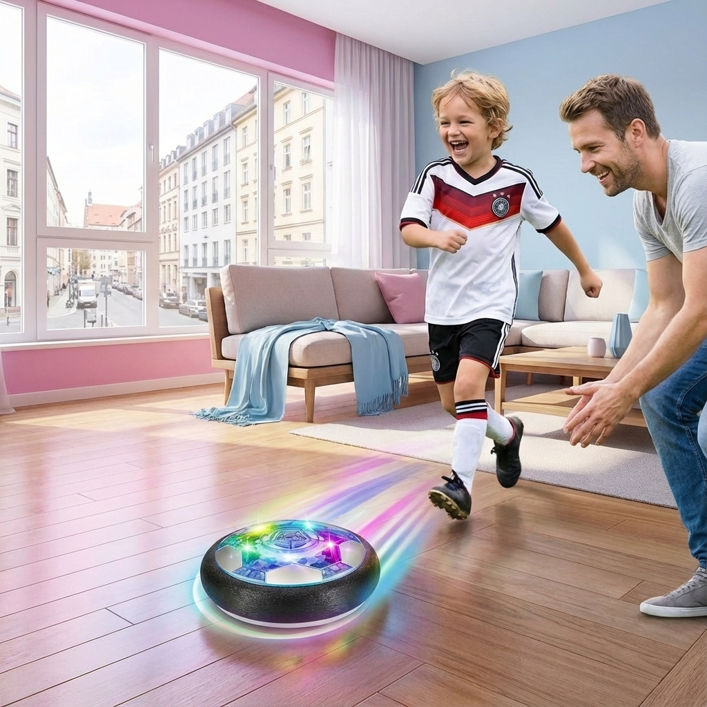 Air Cushion Ball | Indoor Football with LED Lights & Shock-Absorbing Edge | Fun for All Ages 0