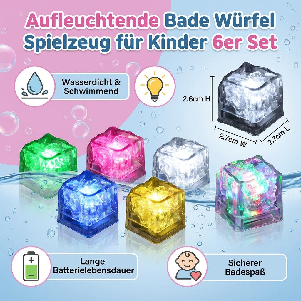 Colorful Bath Dice Toys | Light Up Bath Toys with Magical Glow | Fun Water Play for Kids' Imaginative Adventures 5