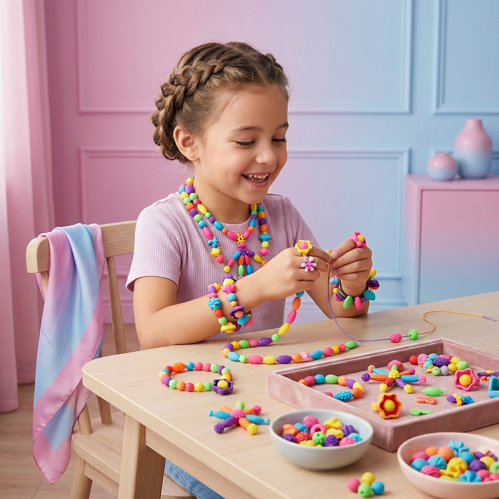 Creative Jewelry Tokens | Bracelet Making Set with 500+ Colorful Pieces | Fun Activity for Kids' Imagination 0