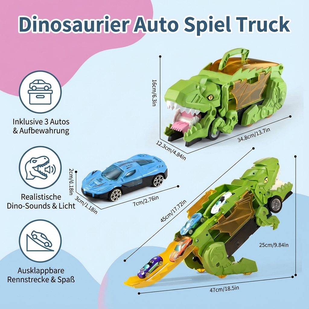 Dino Adventure | Dinosaur Car Game Truck with Transforming Features | Interactive Toy for Imaginative Play 6