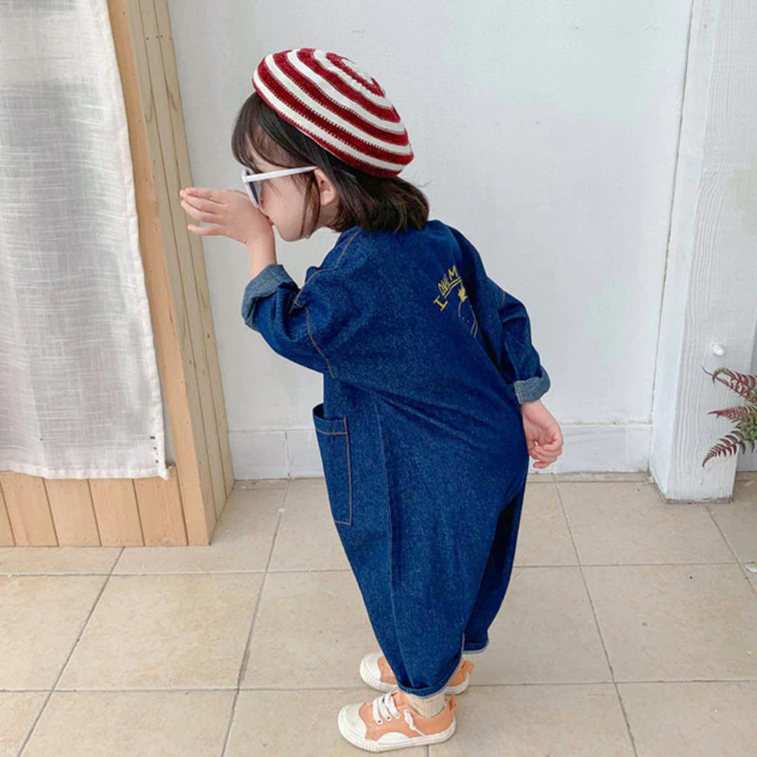 Knopf-Front Denim-Latzhose für Kinder
