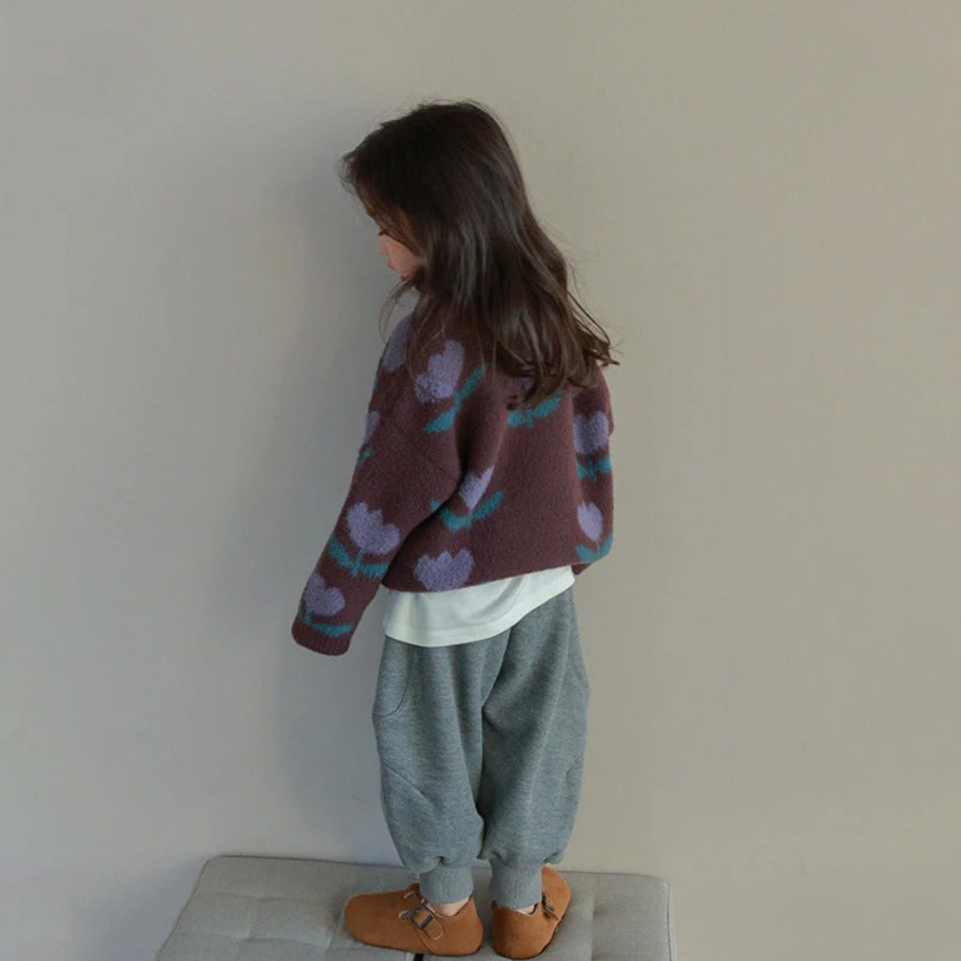 Mädchen Brauner Baumwollpullover mit Print