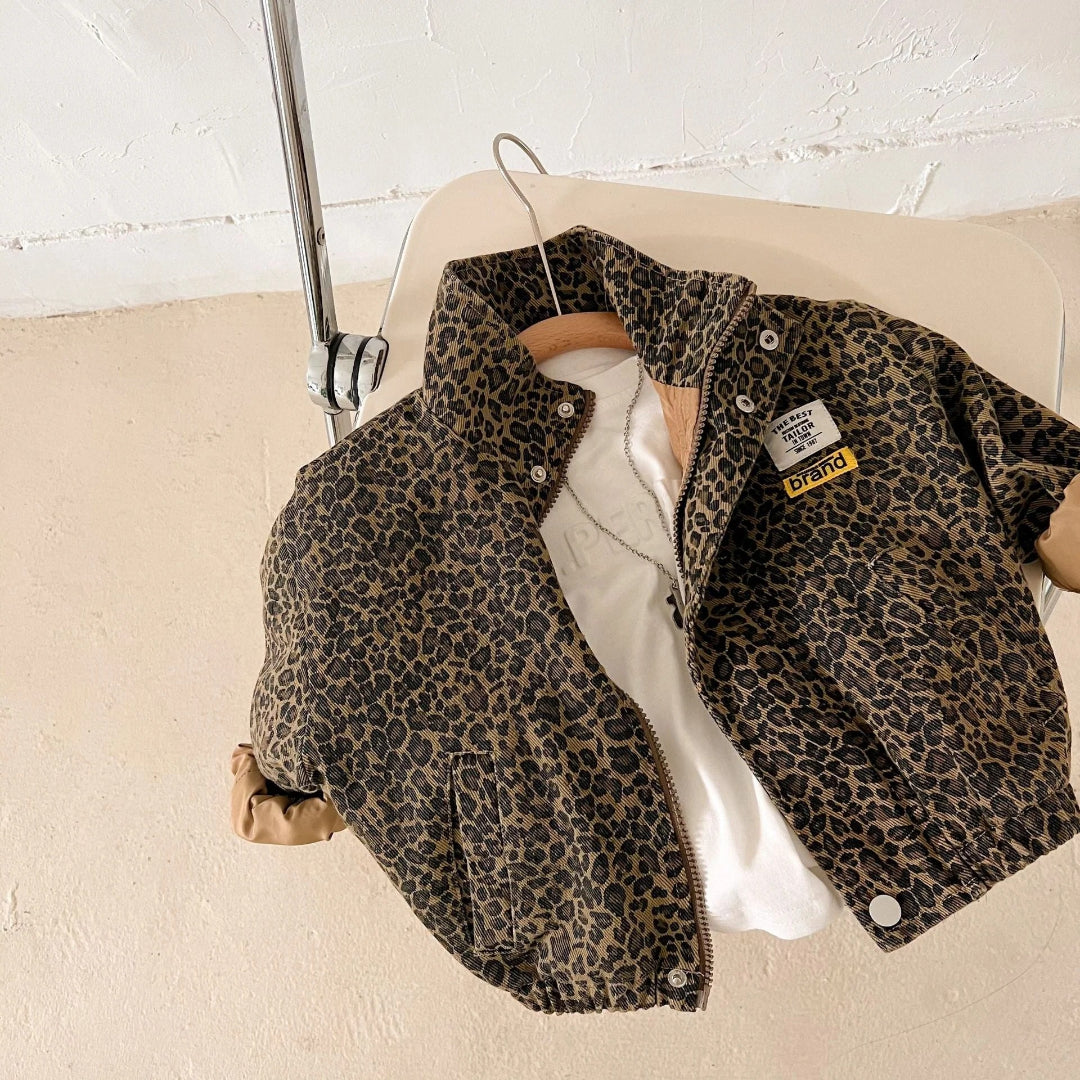 Braune Pantherdruck Baumwolljacke