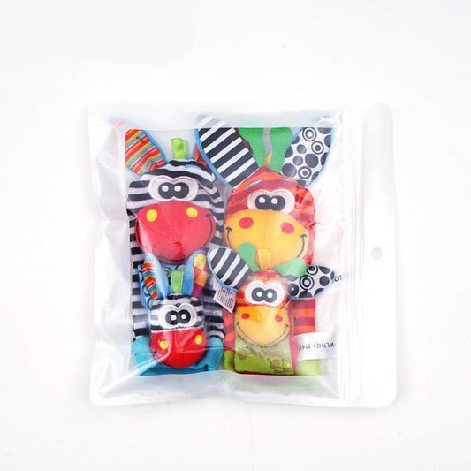Sensory Plush | Baby Socks & Bracelet Set with Rattles | Colorful Design for Cognitive Development 0