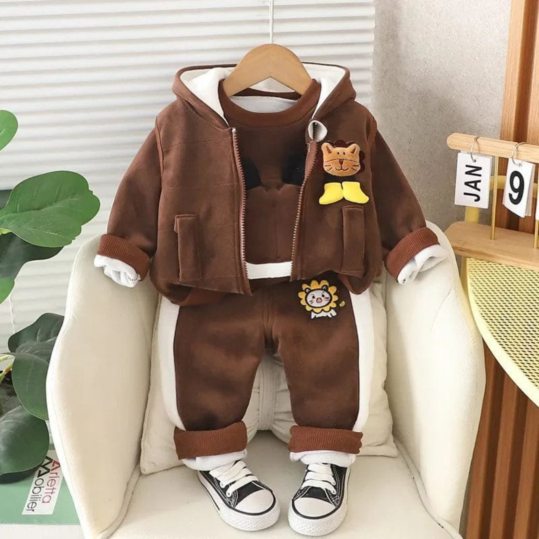 Baby Outfit Set: Bären-Themen Jacke Weste und Hose