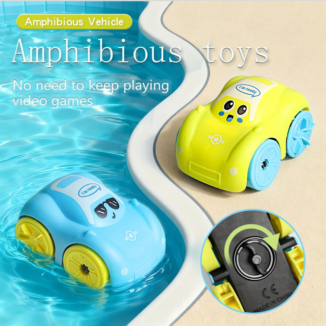 Aufzieh-Bade-Spielzeugboot - Amphibisches Fahrzeug für Spaß an Land und Wasser