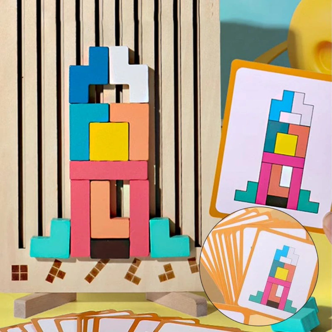 Holzpuzzle-Spielzeug zum Stapeln für die Entwicklung der motorischen Fähigkeiten