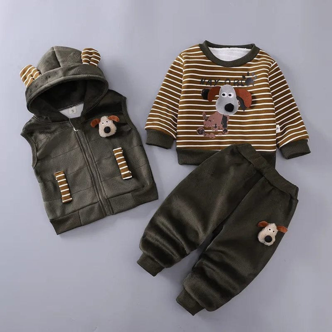 Baby Outfit Set: Bären-Themen Jacke Weste und Hose