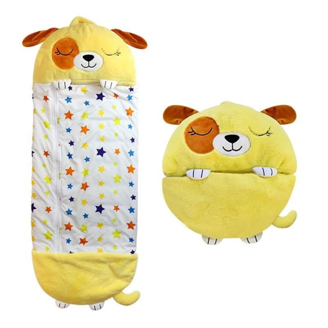 2-in-1 Plüsch-Kinder-Schlafsack mit Kuscheltier