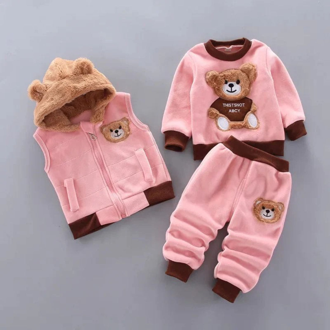 Baby Outfit Set: Bären-Themen Jacke Weste und Hose