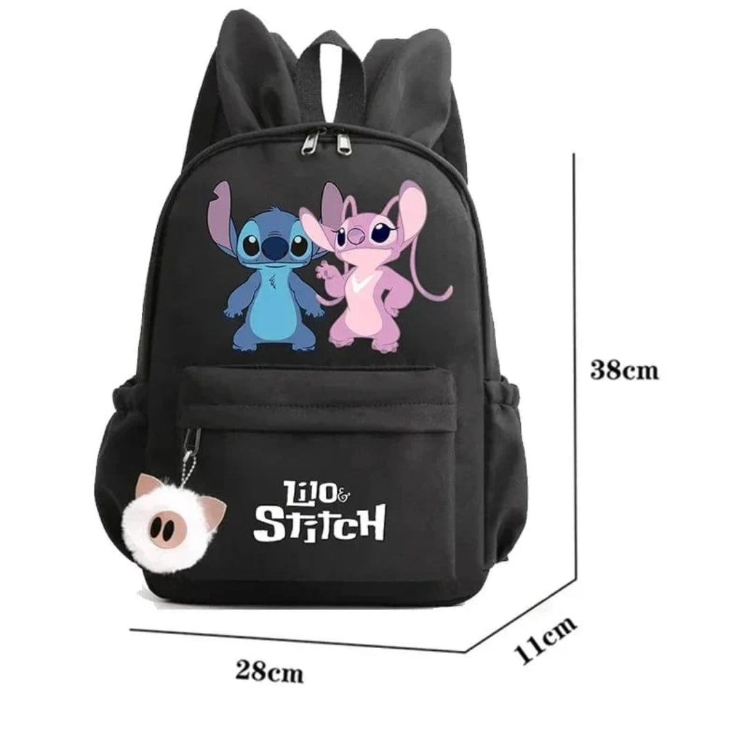Stitch-Themen-Schulrucksack mit Schlüsselanhänger