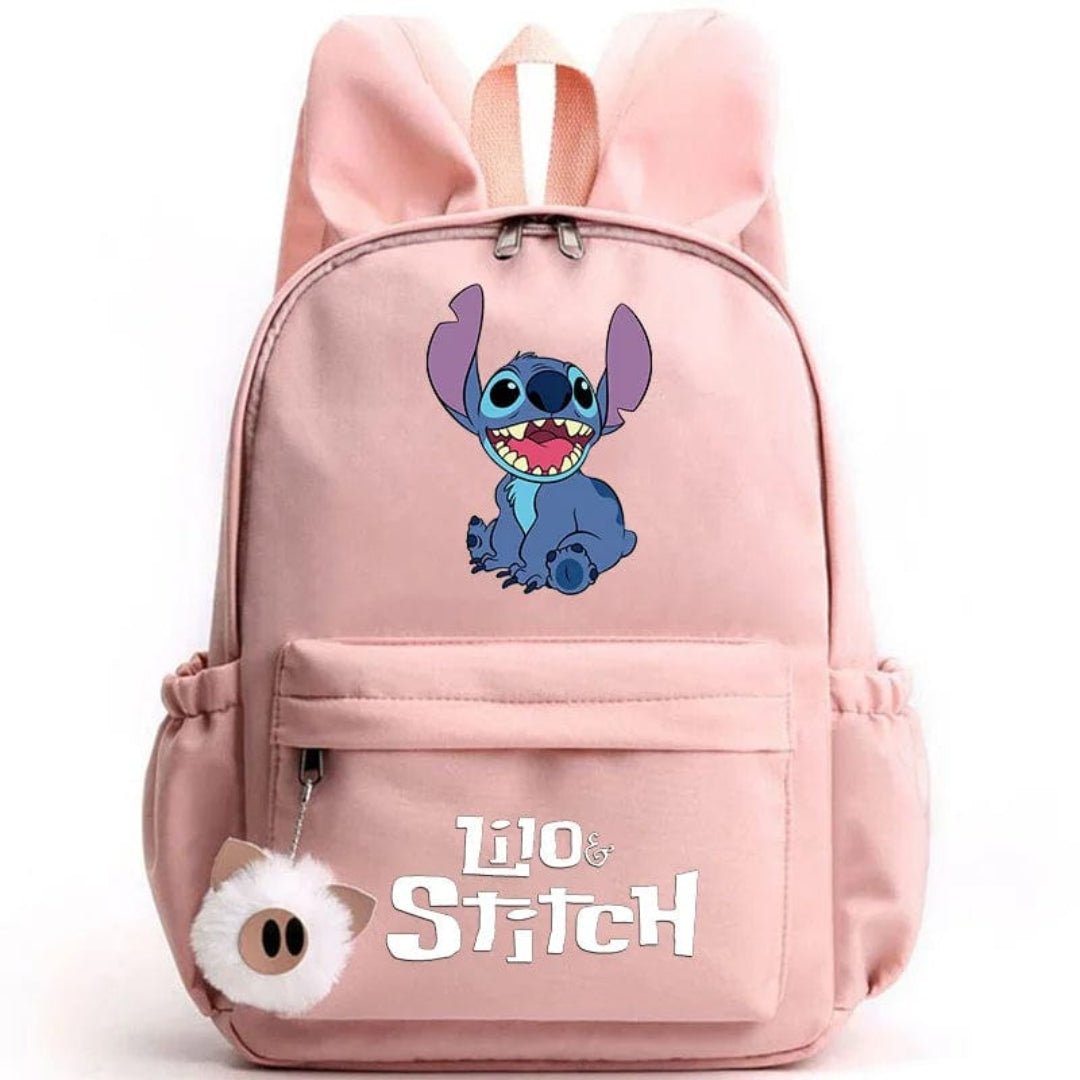 Stitch-Themen-Schulrucksack mit Schlüsselanhänger
