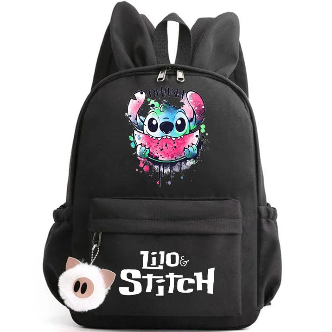 Stitch-Themen-Schulrucksack mit Schlüsselanhänger