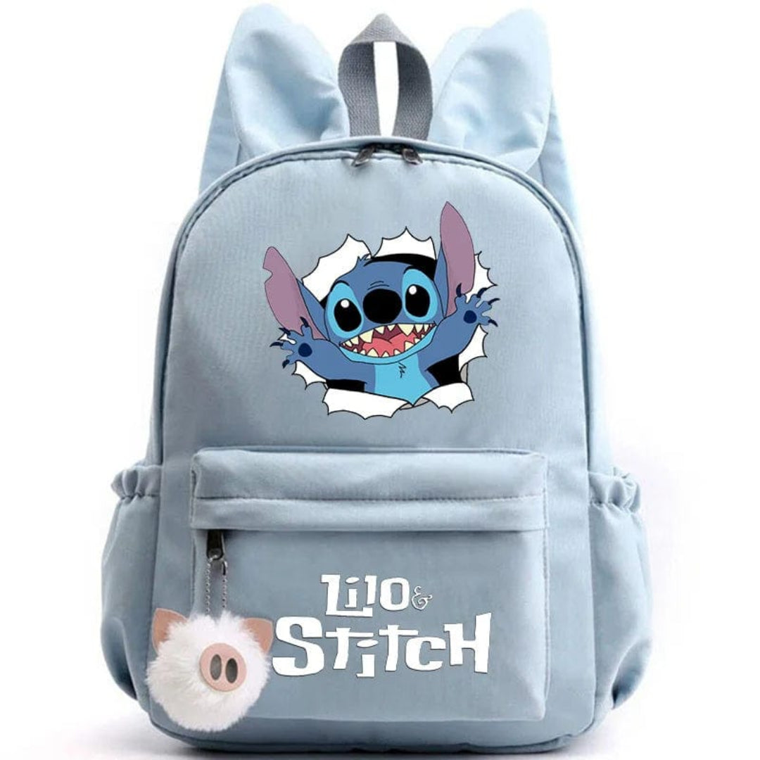 Stitch-Themen-Schulrucksack mit Schlüsselanhänger