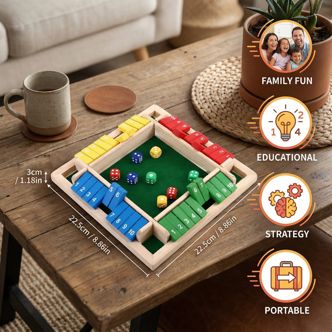 Holz Shut the Box Spiel - Familienspaß für bis zu 4 Spieler
