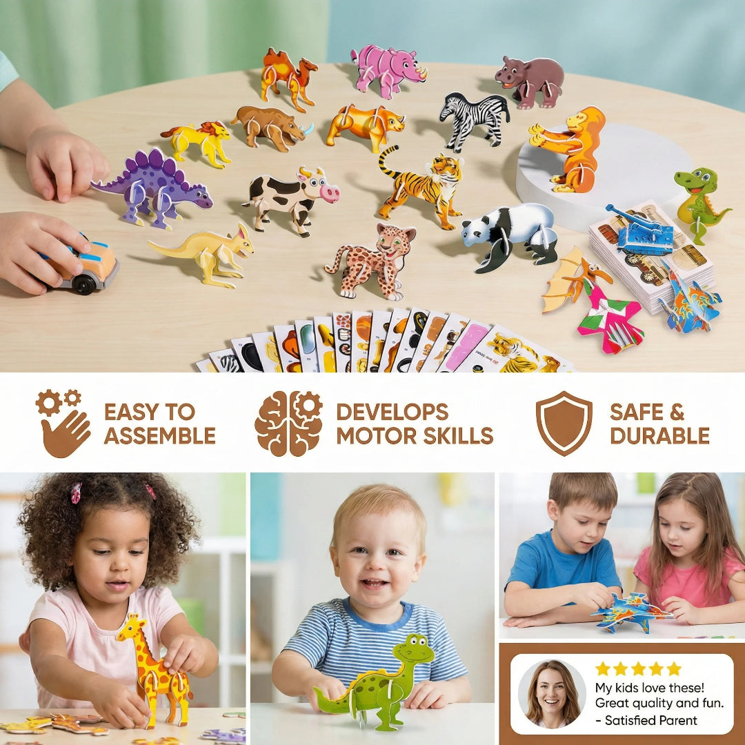 3D Cartoon Puzzle: Lustiges Konstruktionsspielzeug für Kinder