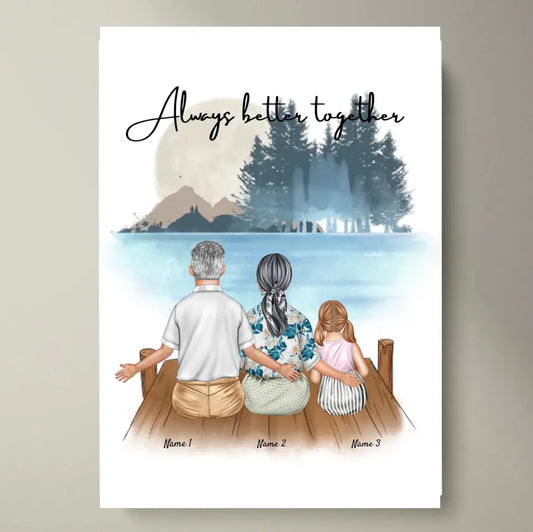 Grandparents with grandchildren - personalized poster