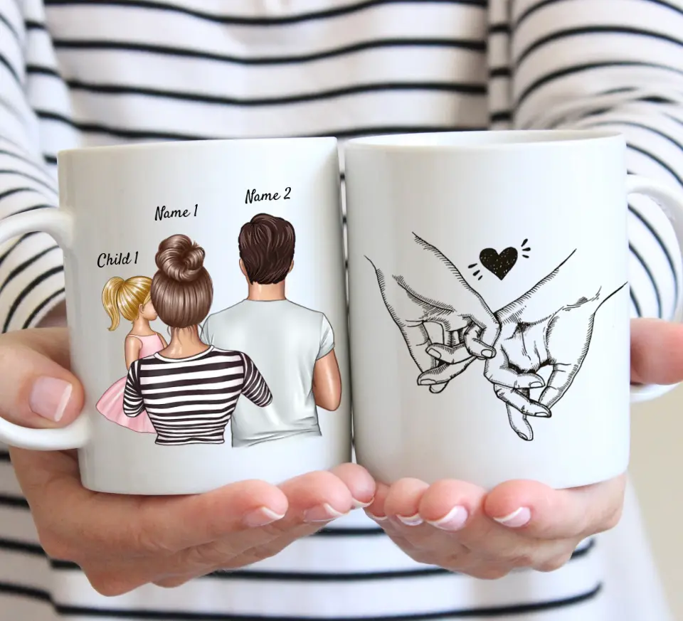 Famille heureuse - mug personnalisé (1-4 enfants)