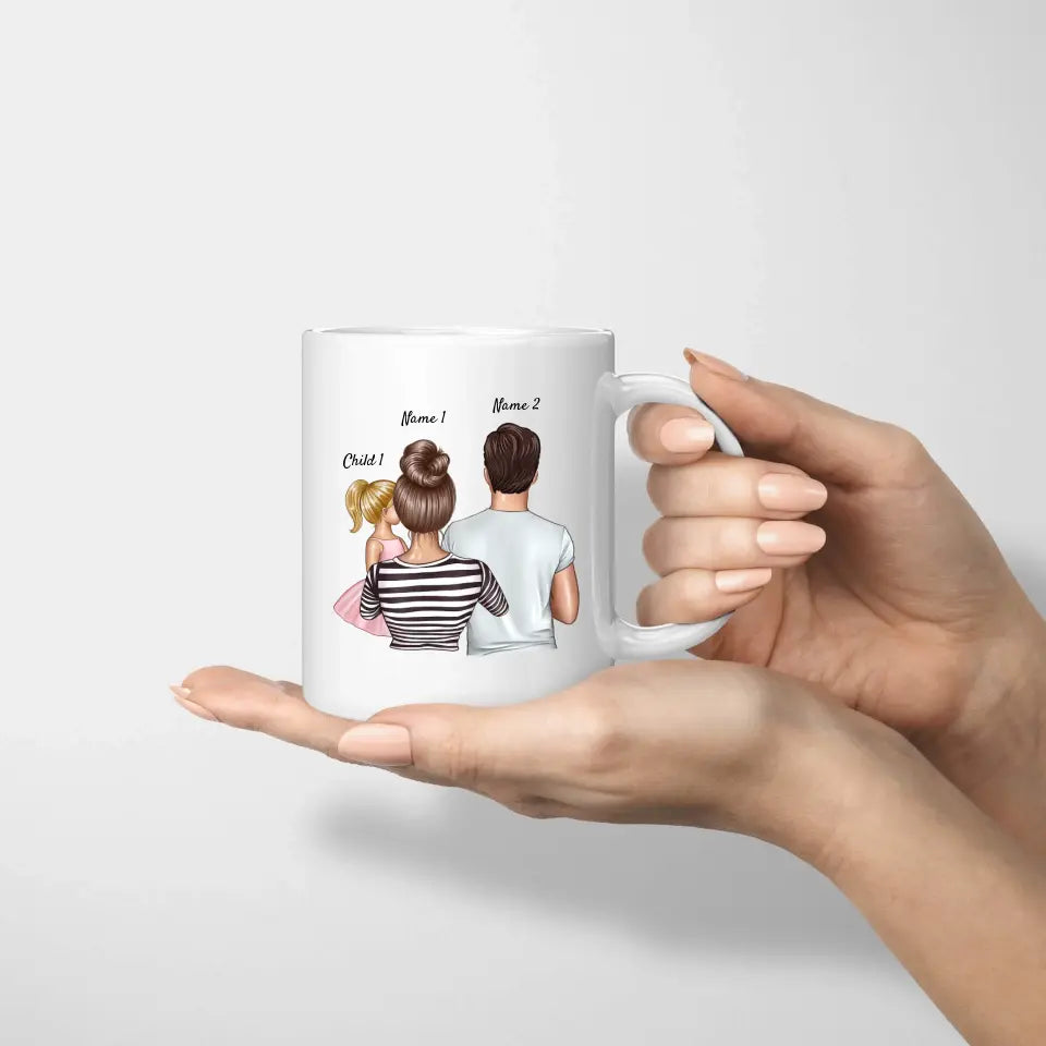 Famille heureuse - mug personnalisé (1-4 enfants)