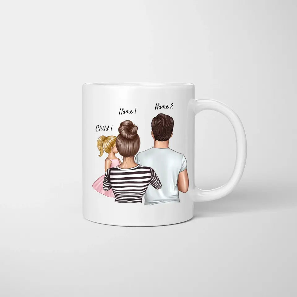 Famille heureuse - mug personnalisé (1-4 enfants)