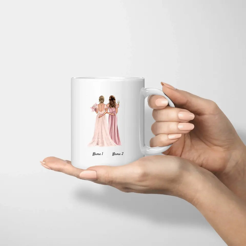 Mariée et demoiselle d'honneur - mug personnalisé