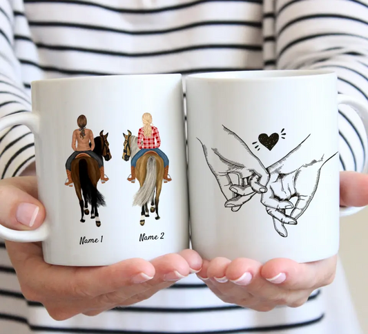 Meilleures filles à cheval - mug personnalisé (1-3 amis)