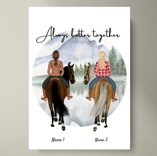 Best horse girls - personalized poster (1-3 friends)