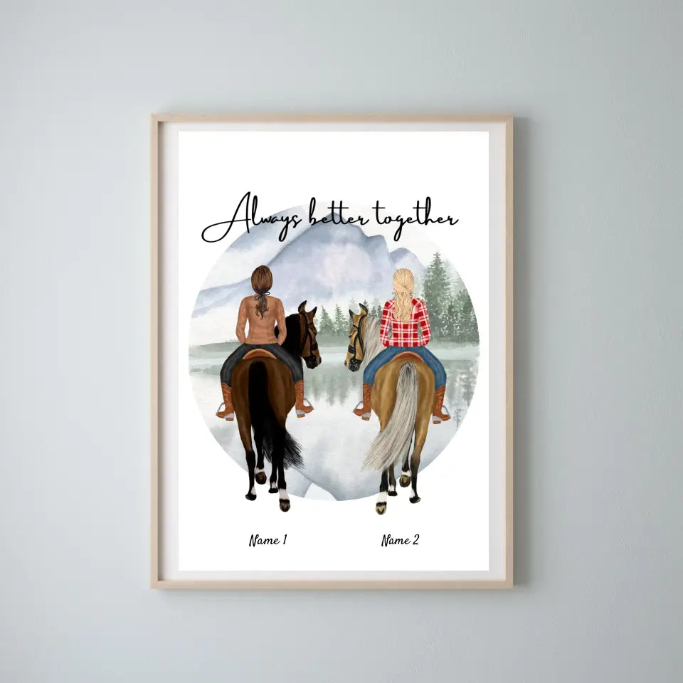 Best horse girls - personalized poster (1-3 friends)