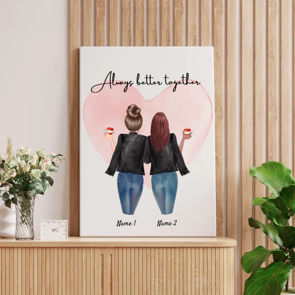 Besties in leatherjackets - personalized poster (2-3 friends)